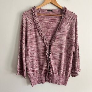 Magaschoni Metallic Silk Blend Ruffle Cardigan